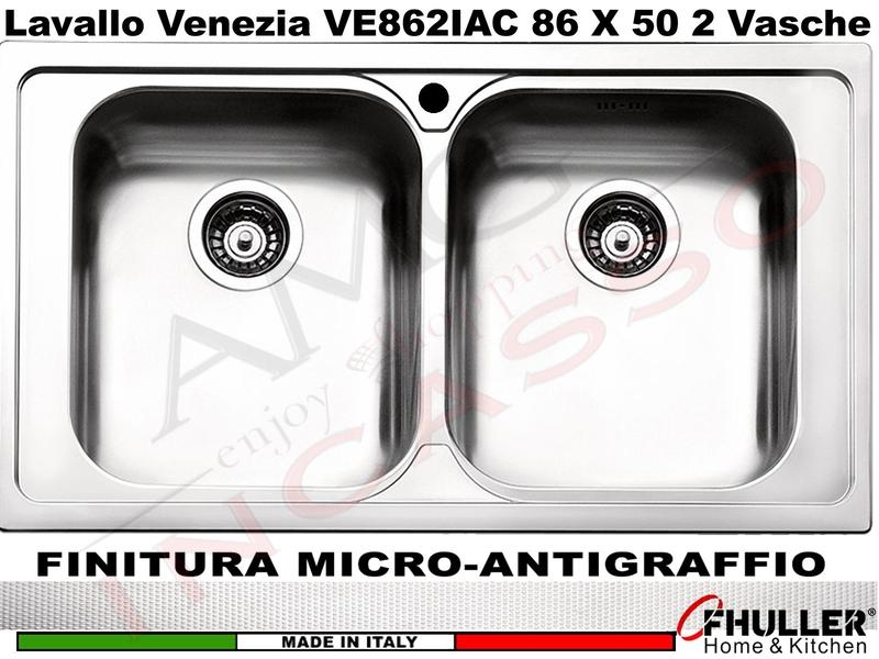 Lavello APELL-FHULLER Venezia Acciaio Antigraffio 86 X 50 2 Vasche