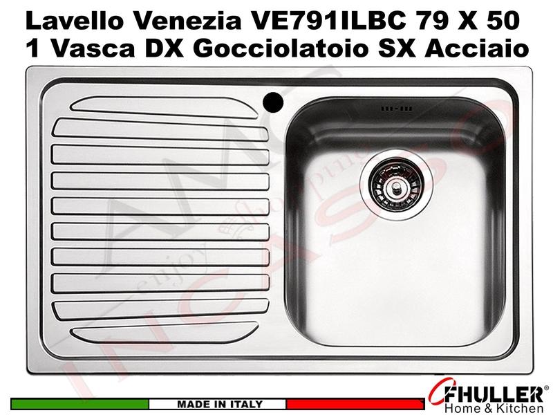 Lavello APELL-FHULLER Venezia Acciaio Spazzolato 79 X 50 1 Vasca DX e Gocc. SX