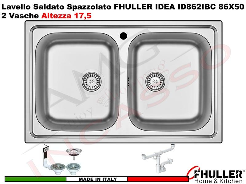 Lavello FHULLER Mod.IDEA Acciaio Spazzolato 86 X 50 2 Vasche H 18