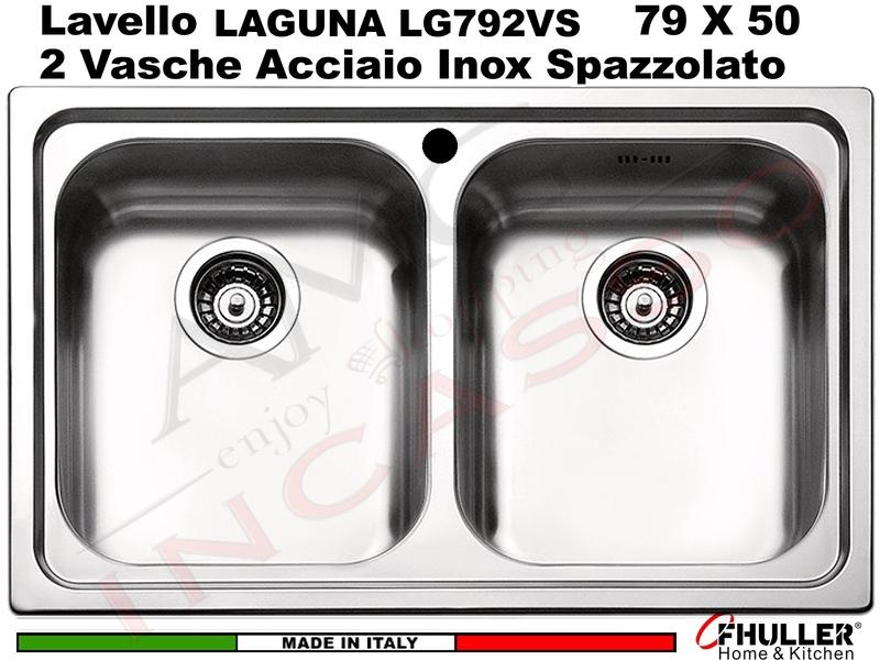 Lavello Incasso FHULLER Mod.LAGUNA Acciaio Spazzolato 79 X 50 2 Vasche
