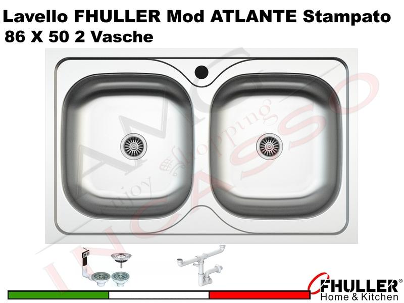 Lavello Incasso FHULLER ATLANTE Acciaio Stampato 89 X 50 2 Vasche