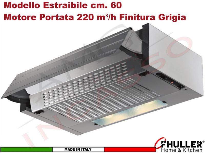 Cappa ESTRAIBILE 60 Cm Gruppo Incasso Sottopensile K104R0076 Motore 220 m³/h Cla. D