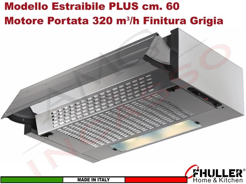 Cappa ESTRAIBILE PLUS 60 Incasso Sottopensile K104R0077 Motore 320 m³/h Cla. C