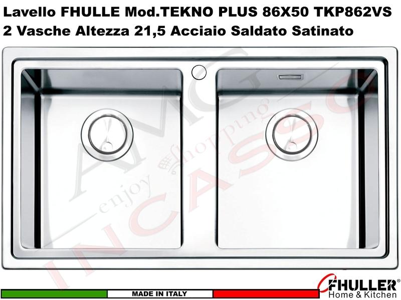 Lavello Incasso FHULLER Tekno Plus Acciaio Sp 10/10 86X50 2 Vasche H 21,5