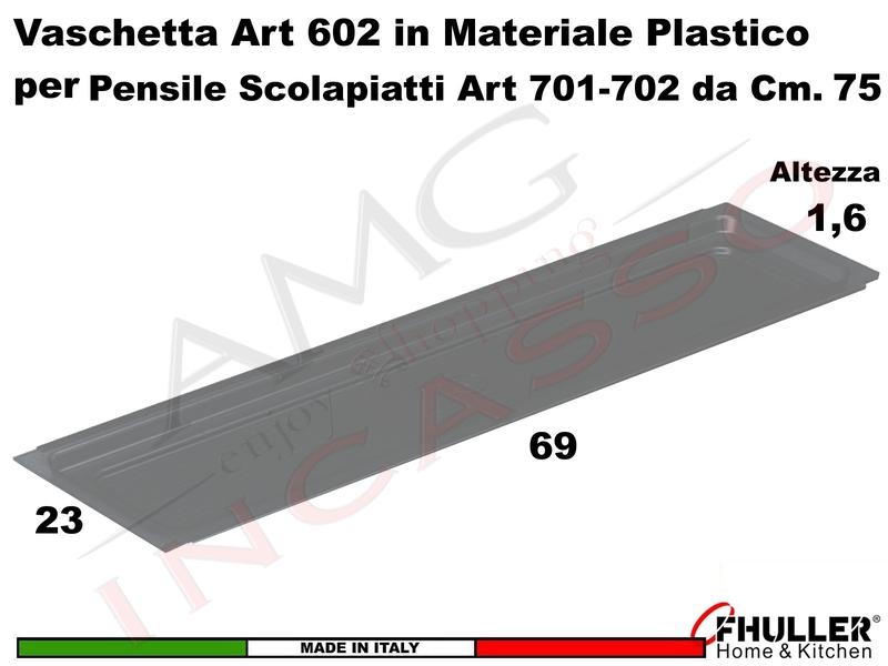 Vaschetta Raccogligocce ARDESIA INOXA 602/75AR Scolapiatti da 75 Interno 69
