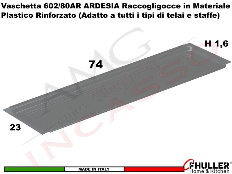 Vaschetta Raccogligocce ARDESIA INOXA 602/80AR Scolapiatti da 80 Interno 74