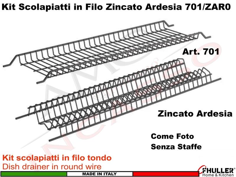 Scolapiatti FHULLER Griglia Piatti/Bicchieri ARDESIA Incasso Pensile da 40 a 90 701/ARP