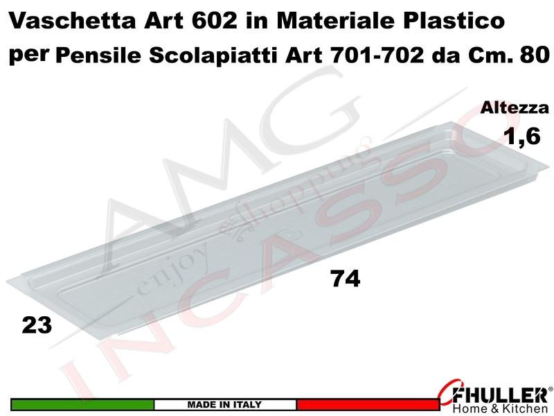 Vaschetta Raccogligocce Trasparente INOXA 602/80 Per Scolapiatti da 80 Interno 74