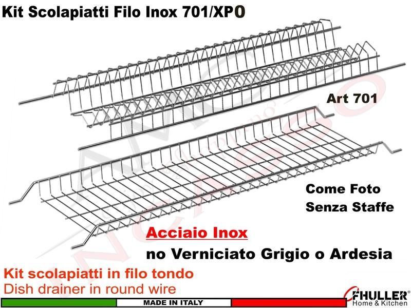 Scolapiatti FHULLER Griglia Piatti/Bicchieri ACCIAIO Incasso Pensile da 40 a 90 701/IX
