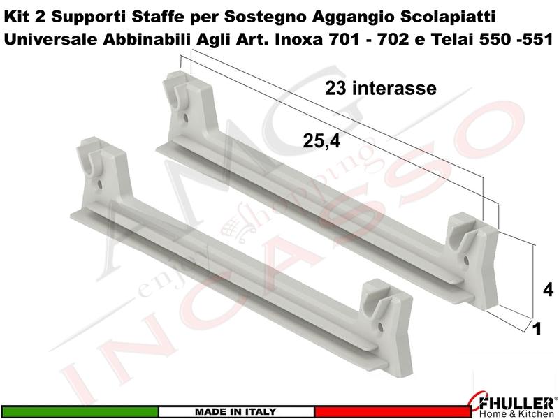 2 Staffe 901 Supporto Plastica Rinforzata Scolapiatti Inoxa Ricambio Universale