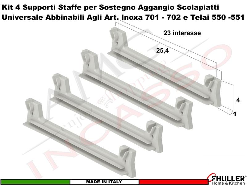 4 Staffe 901 Supporto Plastica Rinforzata Scolapiatti Inoxa Ricambio Universale