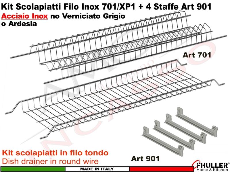Scolapiatti ACCIAIO FHULLER Griglia Piatti/Bicchieri Incasso Pensile da 40 a 90 + Staffe