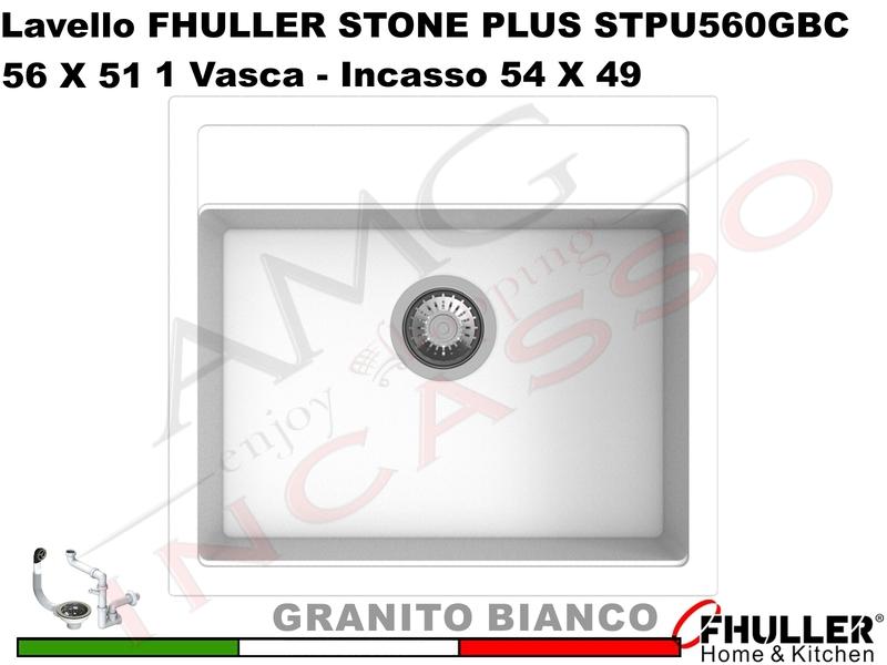 FHULLER Lavello incasso Cucina GRANITO STONE PLUS 56X51 1 Vasca BIANCO