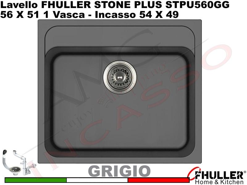FHULLER Lavello incasso Cucina GRANITO STONE PLUS 56X51 1 Vasca GRIGIO