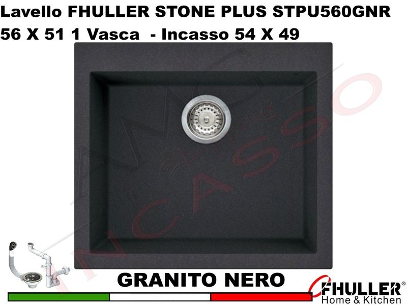 FHULLER Lavello incasso Cucina GRANITO STONE PLUS 56X51 1 Vasca NERO