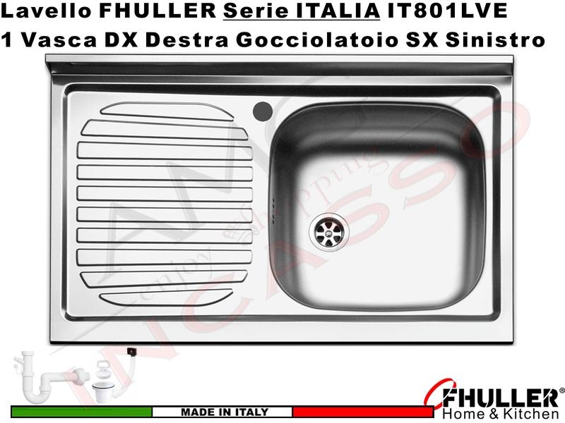 Lavello Appoggio FHULLER Mod. ITALIA Monostampo 80X50 1V DX Goc.SX Acciaio