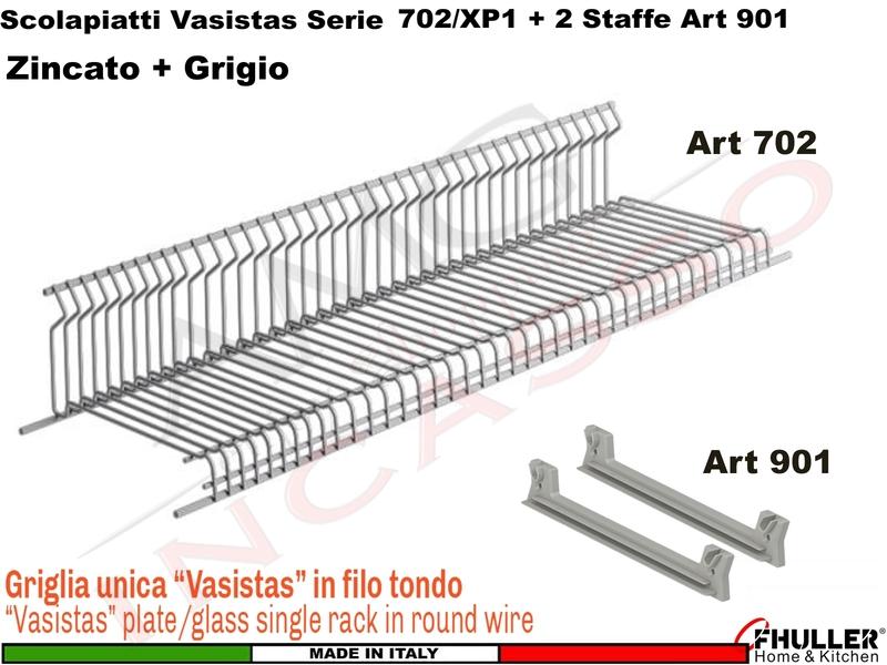 Scolapiatti VASISTAS Griglia Unica GRIGIO 702 Pensile 60 Interno 55,6 + 2 Staffe 901