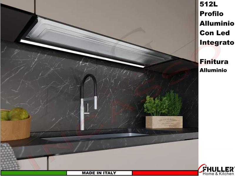 Profilo Alluminio 512L con Led Luce Bianca ad incastro Per Telaio Varie Misure