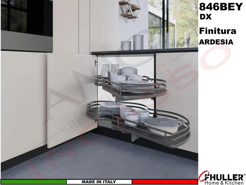 FHULLER 846BEY Meccanismo Estraibile Ammortizzato Base Angolo Anta da 45 DX Ardesia