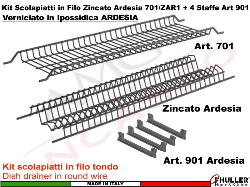Scolapiatti ARDESIA FHULLER Griglia Piatti/Bicchieri Incasso Pensile da 40 a 90 + Staffe
