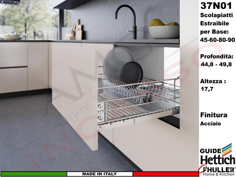 Scolapiatti Estraibile FHULLER Base UNIVERSALE cm.45 37N01/45-Guide HETTICH Prof. 44,8