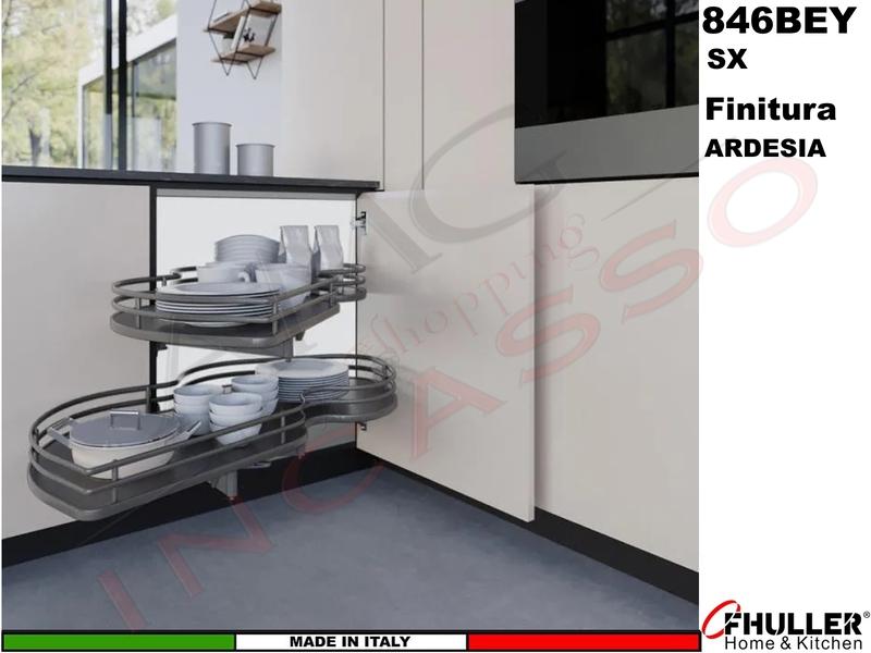 FHULLER 846BEY Meccanismo Estraibile Ammortizzato Base Angolo Anta da 45 SX Ardesia