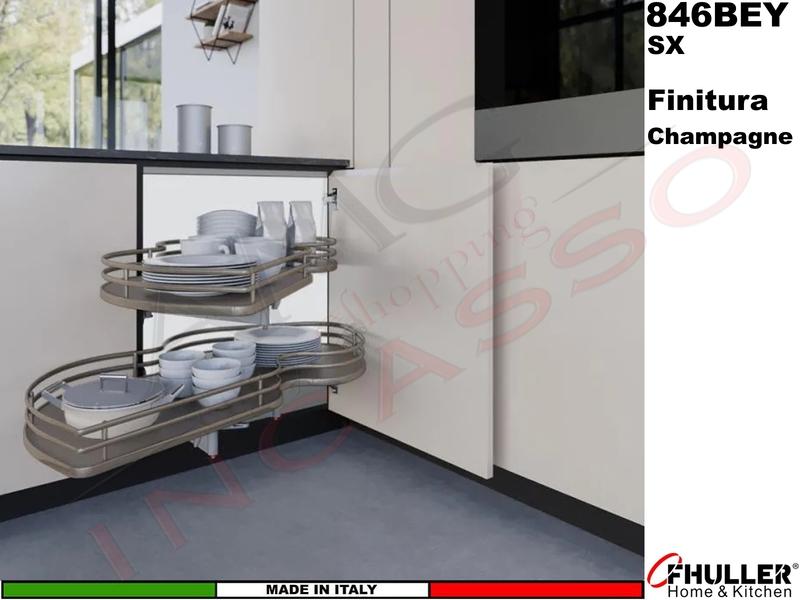 FHULLER 846BEY Meccanismo Estraibile Ammortizzato Base Angolo Anta da 45 SX Champagne