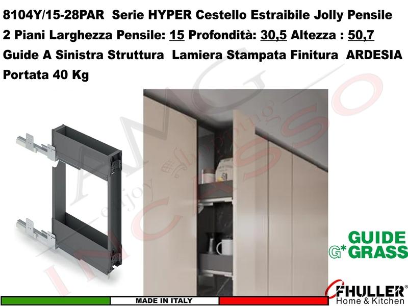 Carello Jolly Estraibile HYPER 8104YY/15-28PAR Pensile 15 Guide Grass ARDESIA
