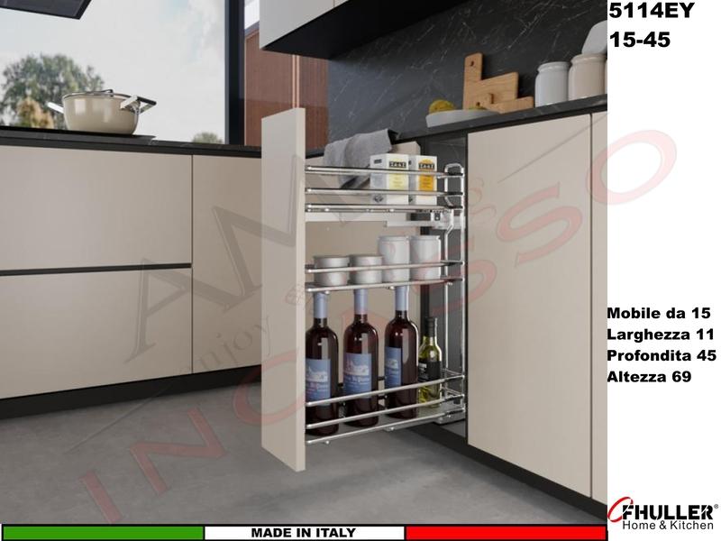 Cestello FHULLER Base Jolly ELLITE Estraibile 3 Ripiani da 15 Prof.45 Vedi Colore