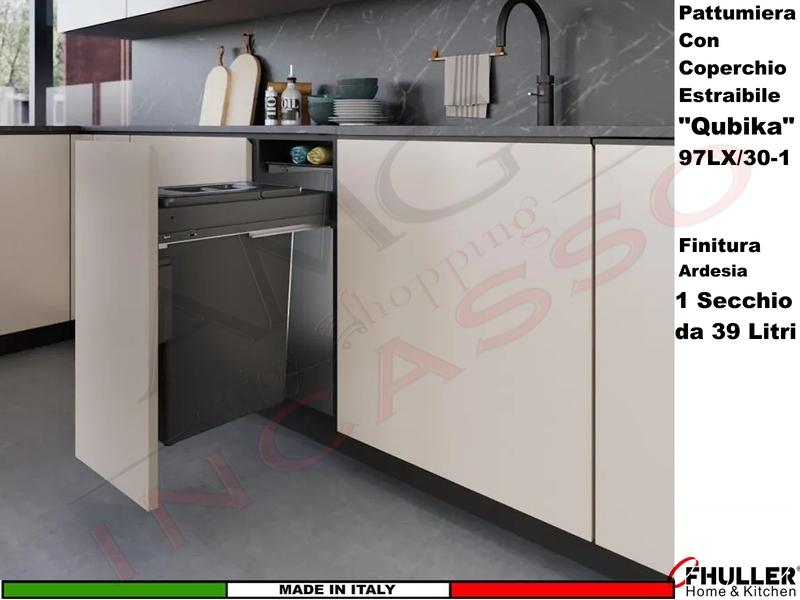 FHULLER Pattumiera Estraibile 97LX/30-1AR Fissaggio Anta Base 30 1 Secchio