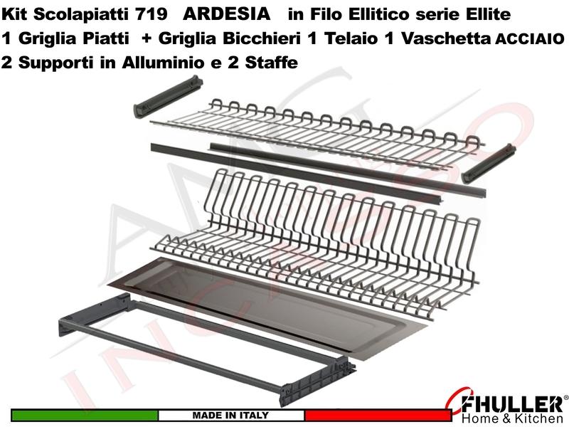 FHULLER Scolapiatti 719 Pensile 120 1 Telaio 1 Vaschetta INOX 2 Supporti Alluminio e 2 Staffe ARDESIA