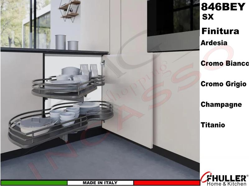 FHULLER 846BEY Meccanismo Estraibile Ammortizzato Base Angolo Anta da 45 SX Vari Colori