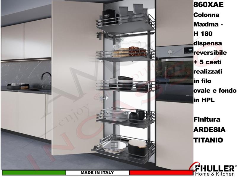 Colonna Dispensa Reversibile ELLITE 860XAE H.180 + 5 Cesti Da 30 a 75 Titanio