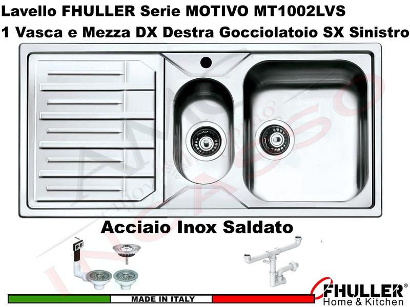 Lavello FHULLER Mod.MOTIVO Acciaio Spazzolato 100X50 1 Vasca H 18 ½ DX e Gocc. SX