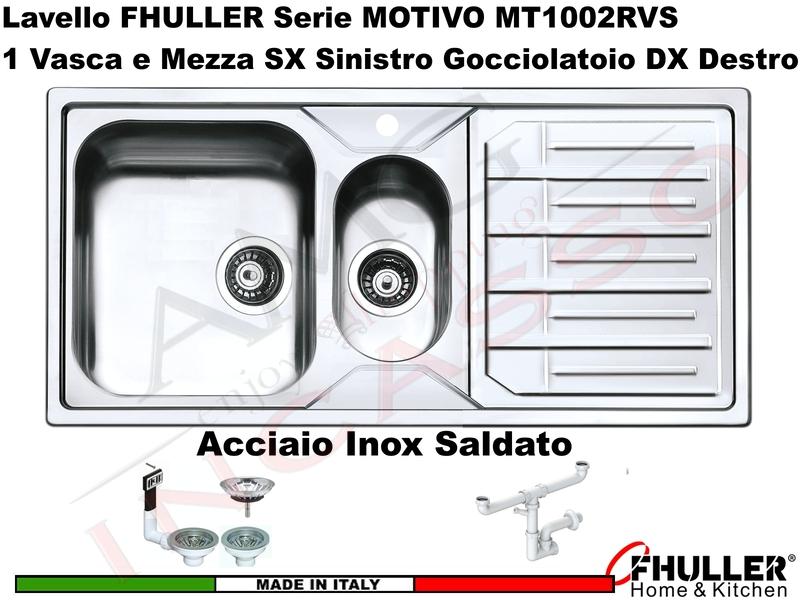 Lavello FHULLER Mod.MOTIVO Acciaio Spazzolato 100X50 1 Vasca H 18 ½ SX e Gocc. DX