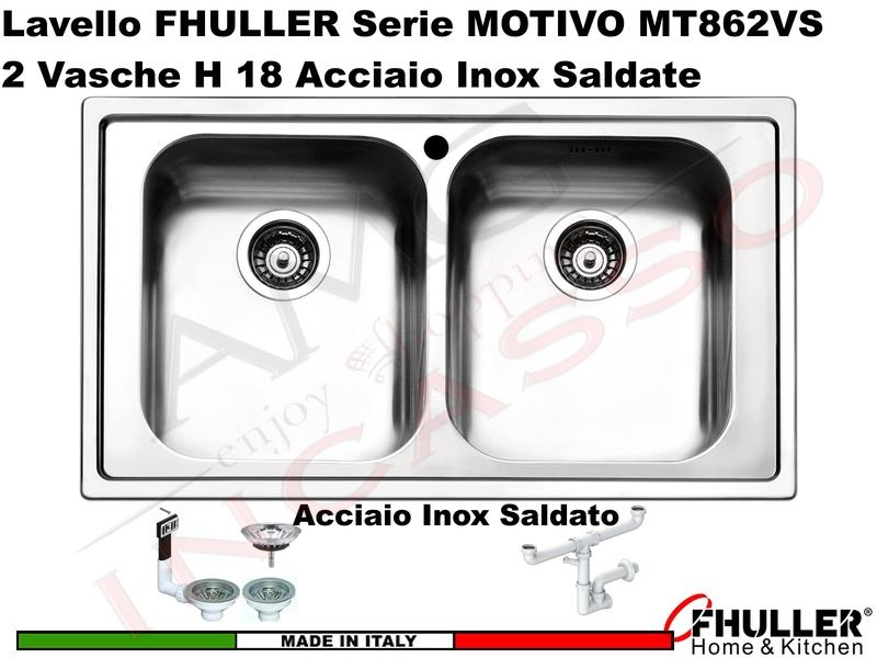 Lavello FHULLER Mod.MOTIVO Acciaio Spazzolato 86X50 2 Vasche H 18