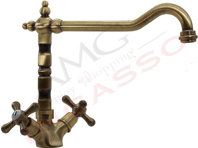 Rubinetto Italiano Argo/Paini 1870/10C Rimini Rustico Antico Ottone Bronzo