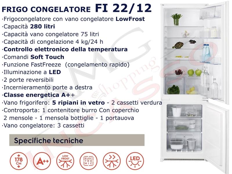 Frigorifero Frigocongelatore 60 Electrolux Rex KNT2LF18T combinato da incasso 320 lt, classe A++