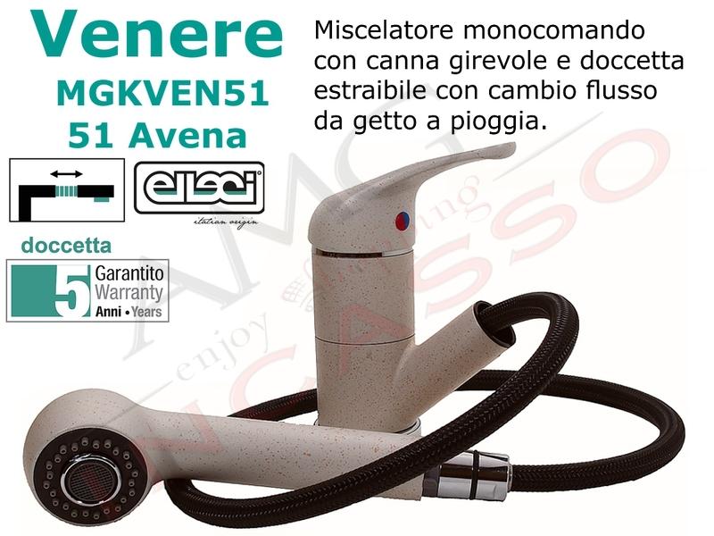 Rubinetto Miscelatore Cucina Venere Doccetta Estraibile Granitek Avena