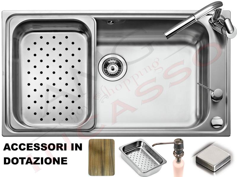 Lavello Cucina 1 Vasca 86x50.Lavello Cucina Criteria 1 Vasca Vascone Cm 86x50 Acciaio Con 4 Accessori Amg Incasso Elettrodomestici Da Incasso