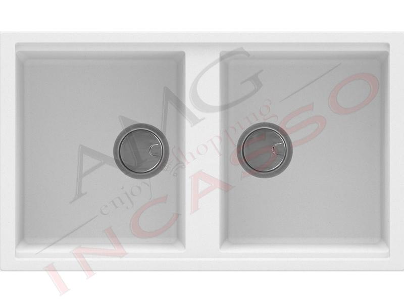 Lavello Cucina 2 Vasche Bianco.Lavello Best 450 Lgb45068 86x51 2 Vasche Granitek G68 Bianco Titano Amg Incasso Elettrodomestici Da Incasso