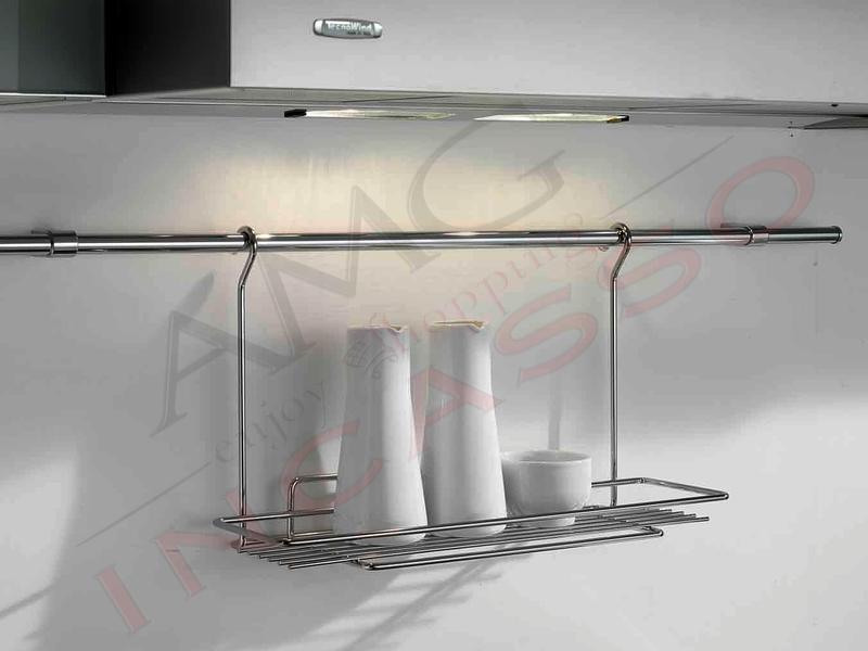 Gancio a 5 x Barra da cucina sotto pensile inox AISI 304 Linea POP  lunghezza 16x3xh5 cm verniciato a fuoco colore NERO, Metalineasrl