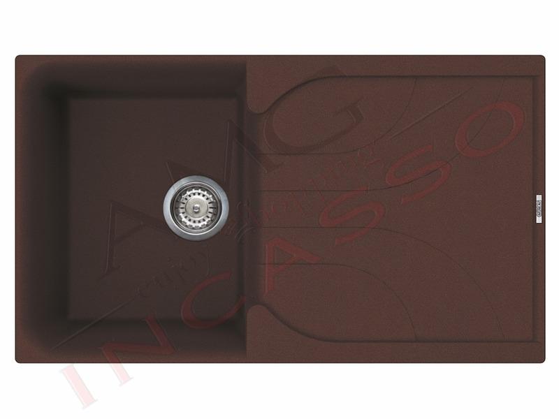 Lavello Ego 400 LVE40090 860 X 500 1 Vasca con gocciolatoio incasso cucina Vitrotek 90 Chocolate