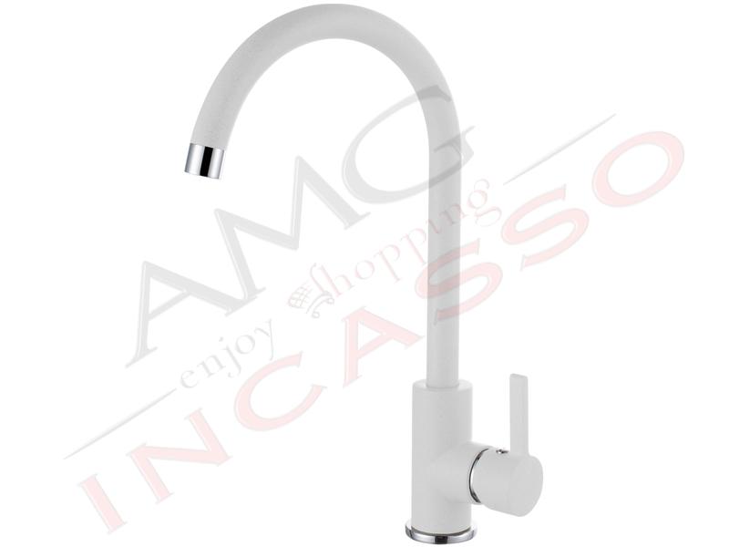 Miscelatore Rubinetto C01 Simeto Canna Alta Granitek Bianco
