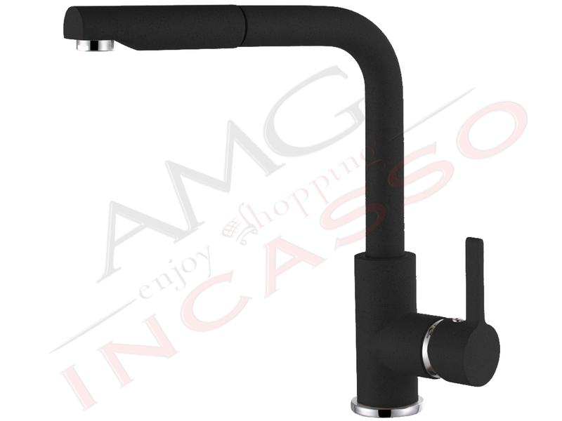 Miscelatore Rubinetto C02 Ebro Doccetta Estraibile Granitek Nero