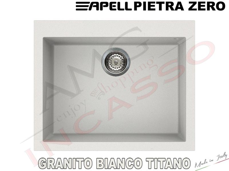 Lavello Cucina 1 Vasca Vascone Pietra Zero cm.61X50 Bianco Titano