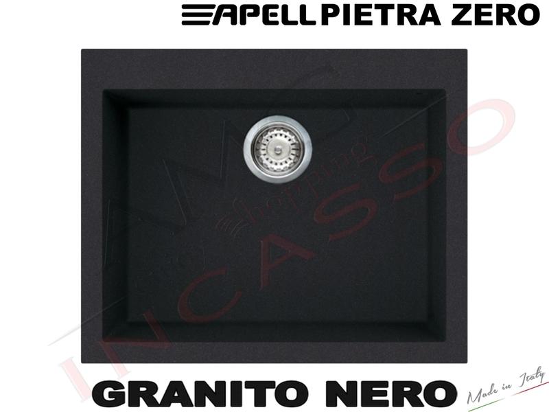 Lavello Cucina 1 Vasca Vascone Pietra Zero cm.61X50 Nero