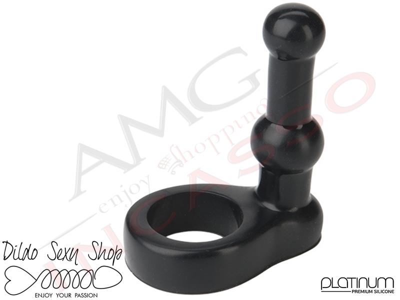 FALLO INDOSSABILE PER DOPPIA PENETRAZIONE IN SILICONE NERO PLUG DILDO BUTT ANALE