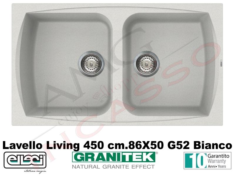 Lavello Cucina 2 Vasche Bianco.Lavello Cucina 2 Vasche Living Granitek Cm 86x50 G52 Bianco Amg Incasso Elettrodomestici Da Incasso