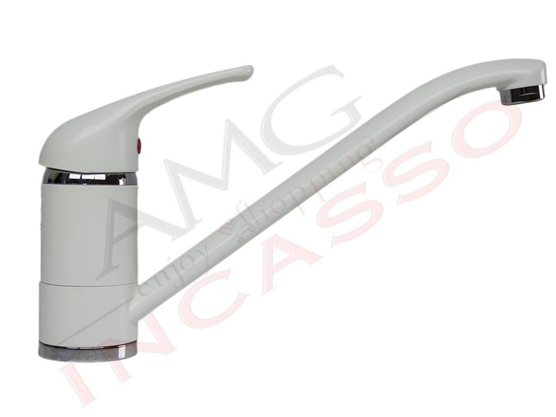 Rubinetto Miscelatore Italiano Argo 2560/LCK68JP Roma Canna Bassa Bianco Matt